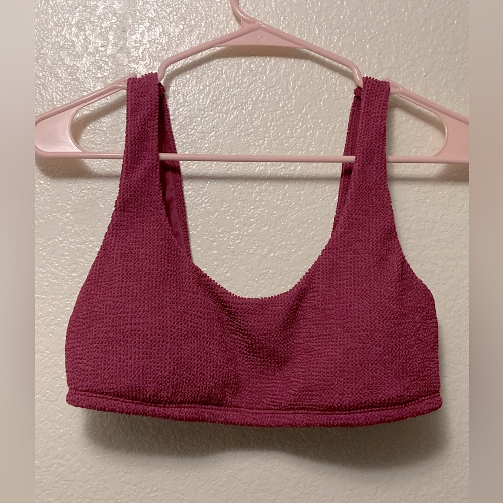 Hollister Maroon Burgundy Textured Bralette Swim Top!